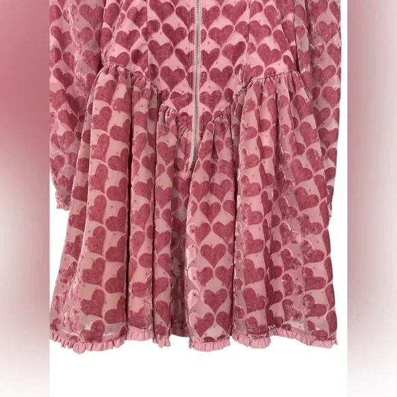 For Love And Lemons Pink Heart Pattern Mini Dress - Picture 13 of 14